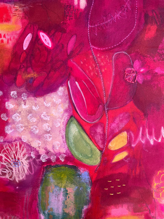 Bushel of Roses - Original Painting on Canvas - 20 x 20 inches