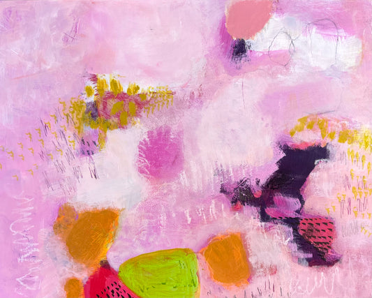 Strawberry Fields - Original Painting on Wood - 8 x 10 inches