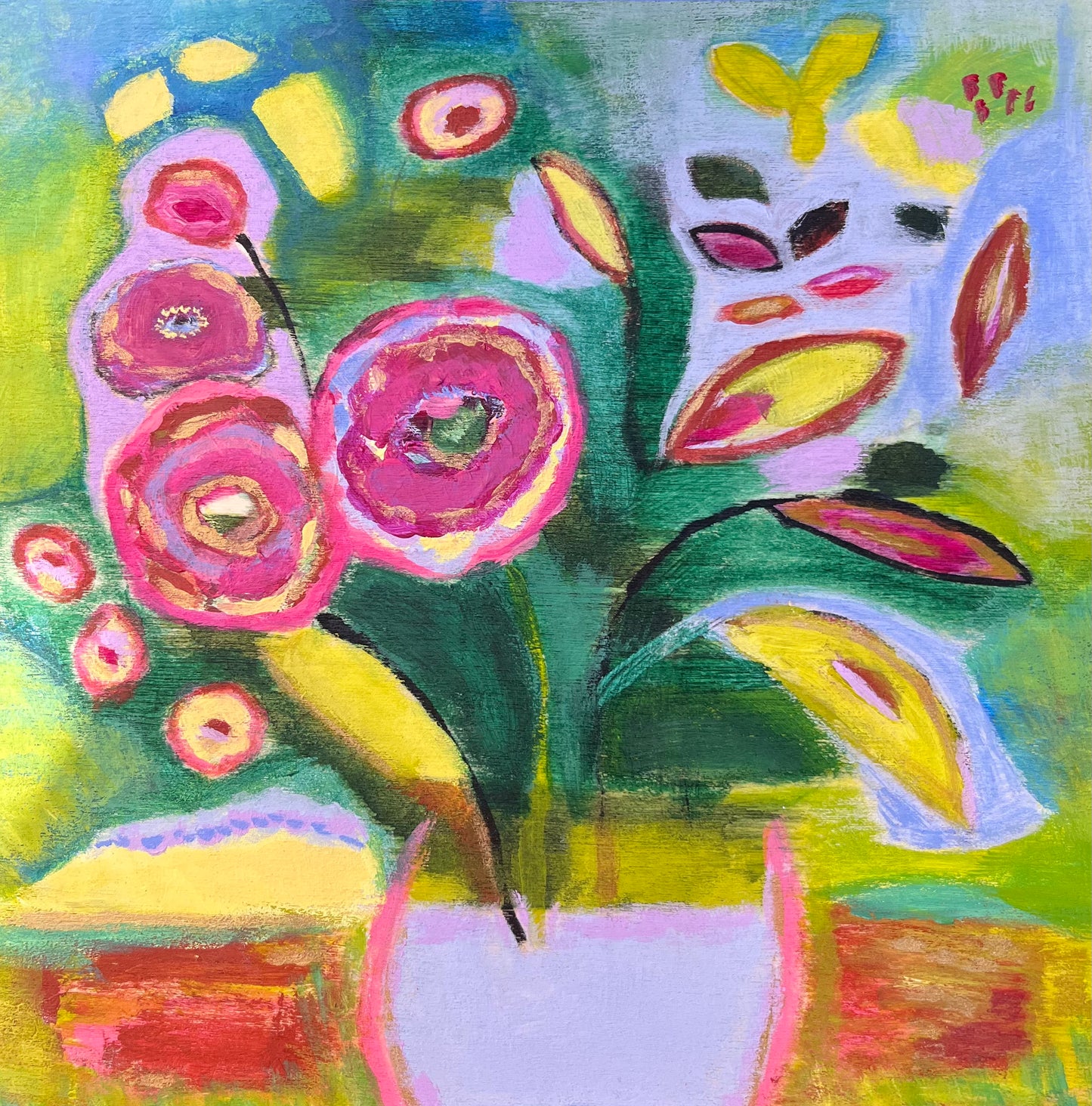 Lavender Breeze - Original Painting on Wood - 8 x 8 inches