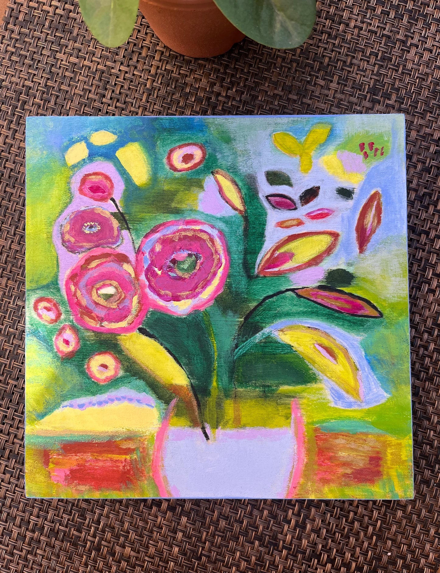 Lavender Breeze - Original Painting on Wood - 8 x 8 inches