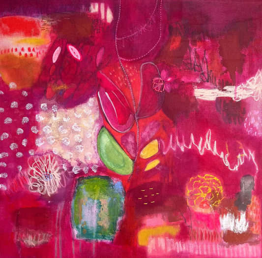 Bushel of Roses - Original Painting on Canvas - 20 x 20 inches