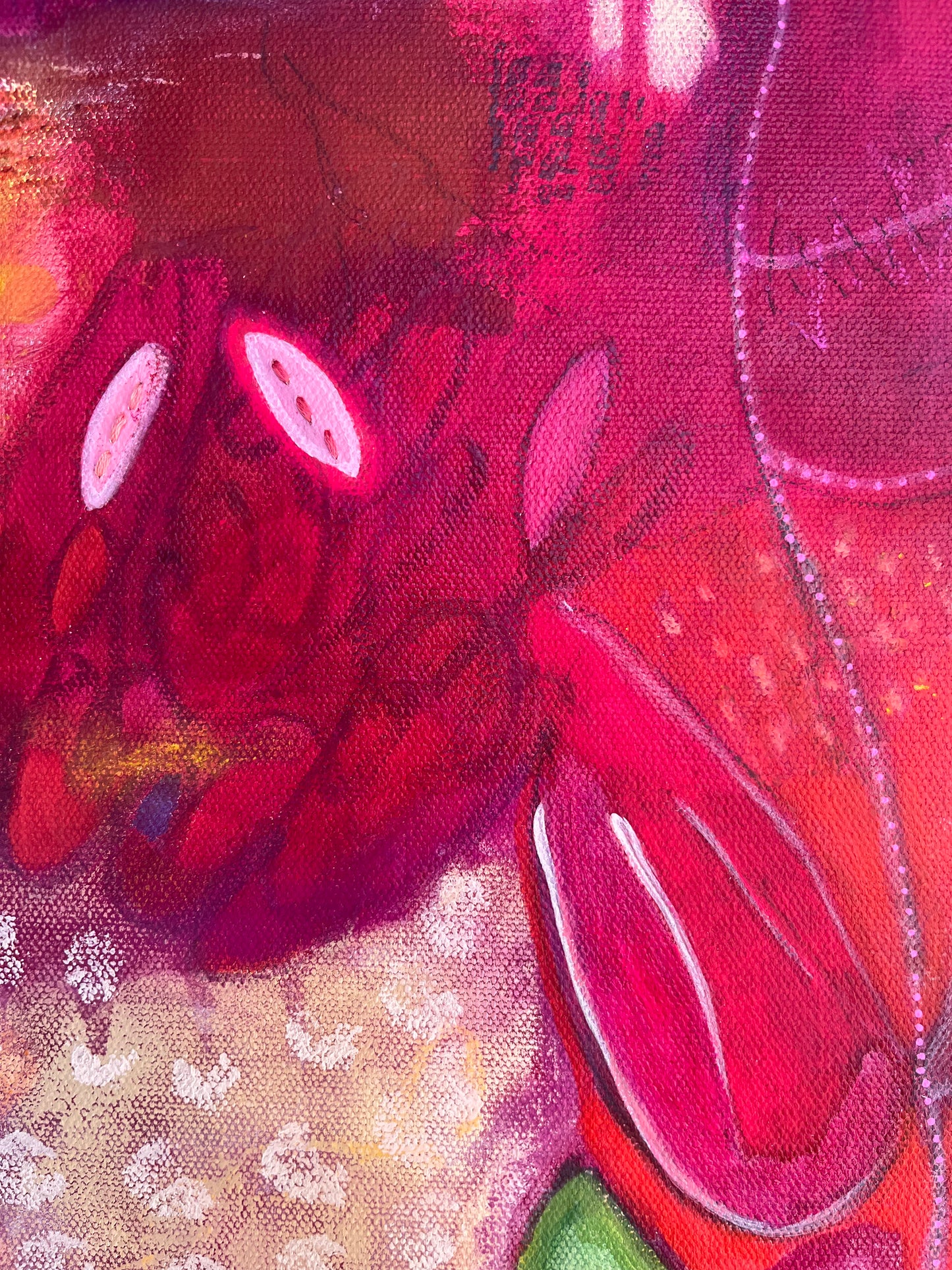 Bushel of Roses - Original Painting on Canvas - 20 x 20 inches
