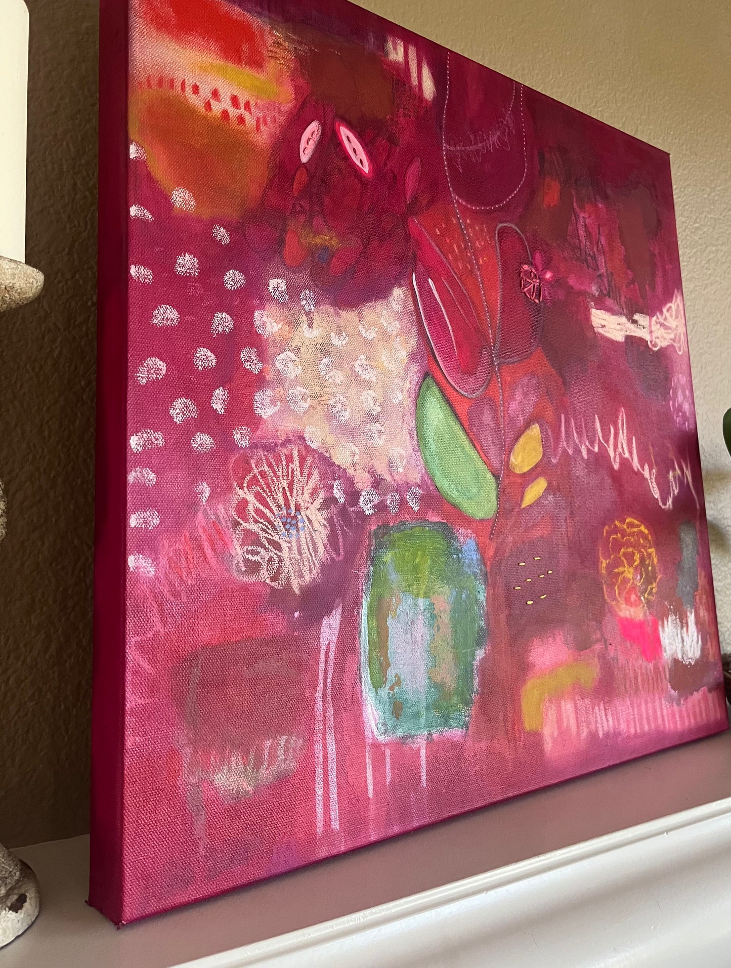 Bushel of Roses - Original Painting on Canvas - 20 x 20 inches